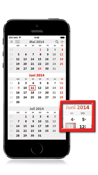 The first mobile 3-Month-Calendar