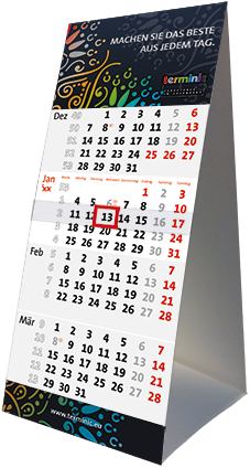 Tischkalender drucken - Der Tischplaner Quadro von terminic im bunten Mandala Design aus stabilem Karton in der 4-Monatsansicht